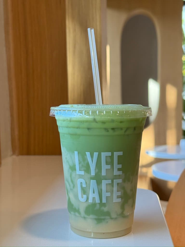 Iced Banana Matcha in LYFE CAFE cup