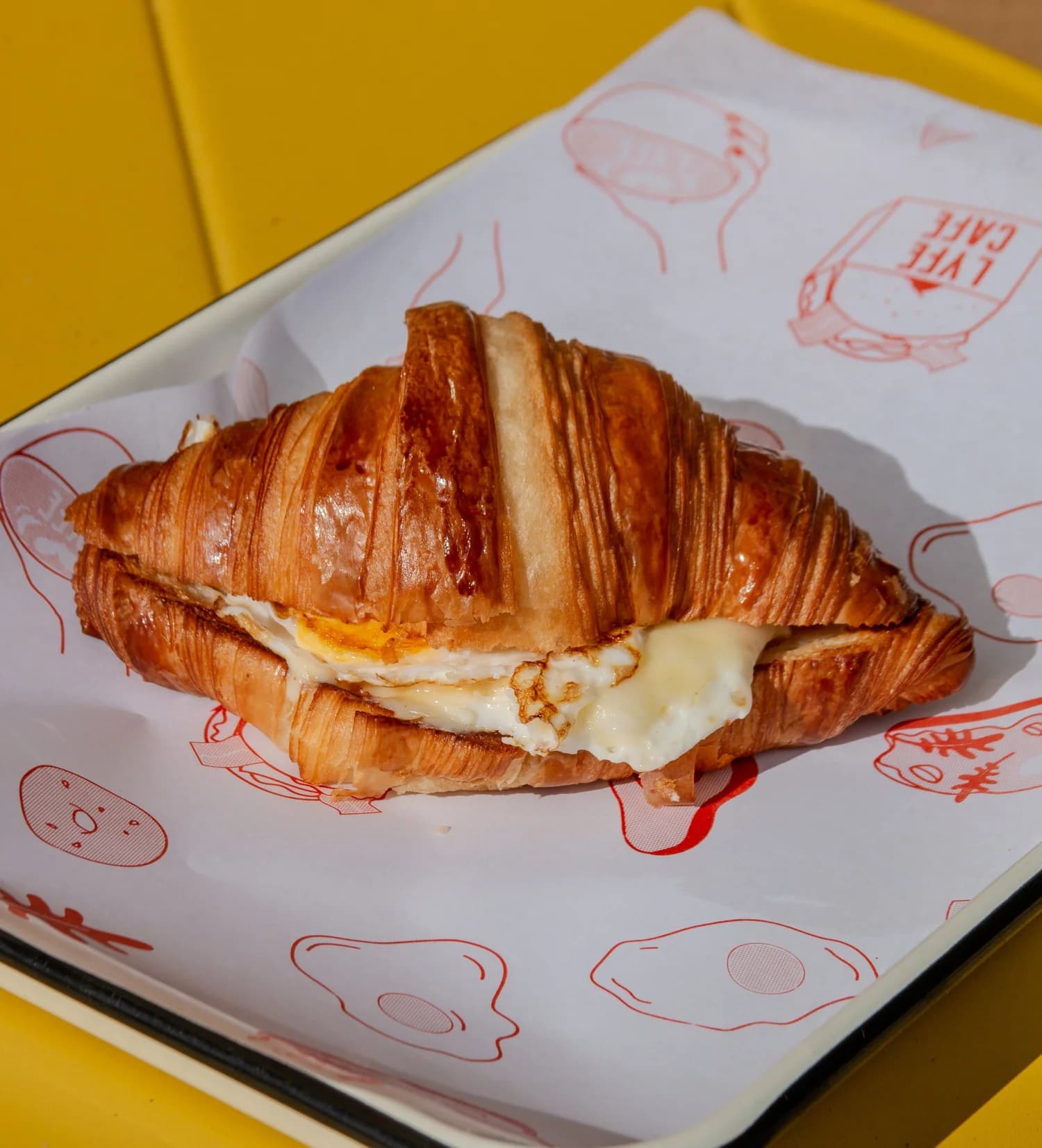 Egg and cheese croissant sandwich